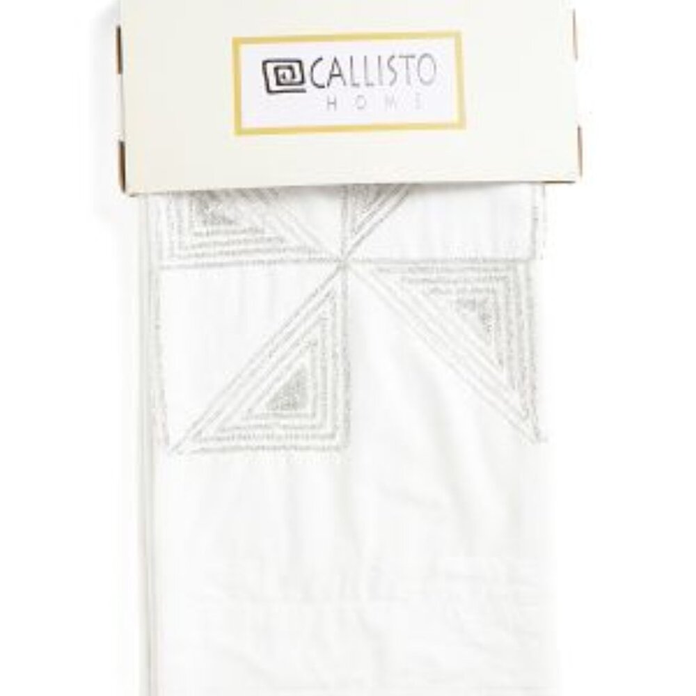 Callisto Home White Triangle Beaded Curtain Panels